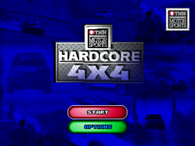 TNN Motorsports Hardcore 4X4 title screen for Playstation